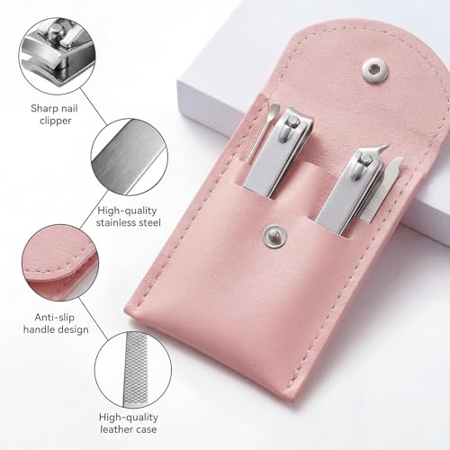20-Piece Complete Nail Care Kit, Professional Manicure Set with Stainless Steel Tools for Home Use, Travel & Gifts | Portable Nail Clipper Kit in Pink Case (Pink) - color: Pink