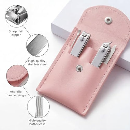 20-Piece Complete Nail Care Kit, Professional Manicure Set with Stainless Steel Tools for Home Use, Travel & Gifts | Portable Nail Clipper Kit in Pink Case (Pink) - color: Pink