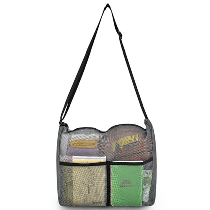 Mildbeer Gym Tote Bag, Mesh Bag Crossbody Satchel 12x6x12 for Gym Beach Ball Games Training Camping Hiking Clothes Storage - color: Grey