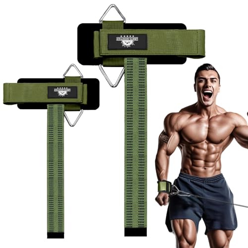 Wrist Cuffs Weight Lifting Straps – Heavy-Duty Cable Machine Attachments & Weightlifting Wrist Support for Lateral Raises, Pull Exercises & Strength Training - color: armygreen, size: size L
