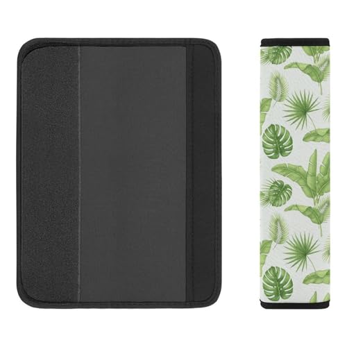 1 Pair Tropical Plants Green Palm Leaves Rainforest Car Seat Straps Shoulder Pads Soft Padded Harness Pads Strap for Adult Use, Stroller Pushchair High Chair, Comfortable Driving - color: Pattern 414
