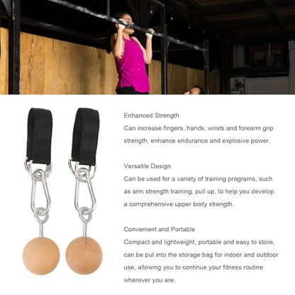 Tissting Pull Up Ball Grip, Wooden Nonslip Training Tool for Strength Enhancement - Versatile Home Gym Equipment for Arm and Hand Strengthening, Compact and Portable for Indoor and Outdoor Use