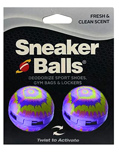 Sneaker Balls Odor-Fighting Shoe Fresheners, Eliminates Unpleasant Smells, Perfect For Sneakers, Gym Bags, Gear Bags, Drawers, Lockers, And More!, Radial Tie Dye, 2 Pack - color: Radical Tie Dye (Fresh & Clean), style: 2 Pack