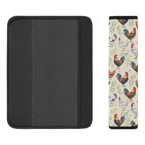 1 Pair Soft Padded Seat Belt Cover for Child, Most Cars, Cute Chicken Floral Shoulder Harness Cover, Neck and Shoulder Support - color: Pattern 884