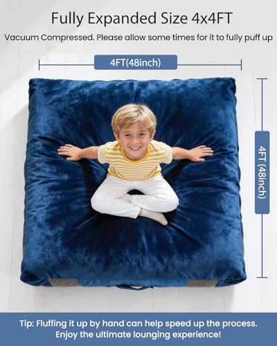 Crash Pads for Kids Sensory, Climbing Crash Pads, Crash Mat Sensory Room Play Equipment, Soft Foam Landing Zone, Luxe Velour, Cover Washable - size: 4FT