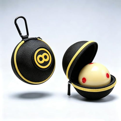 2-1/4" Professional Training Pool Billiard Ball, White Cue Ball with 6 Red Dots with Cue Ball Case - color: Yellow Case