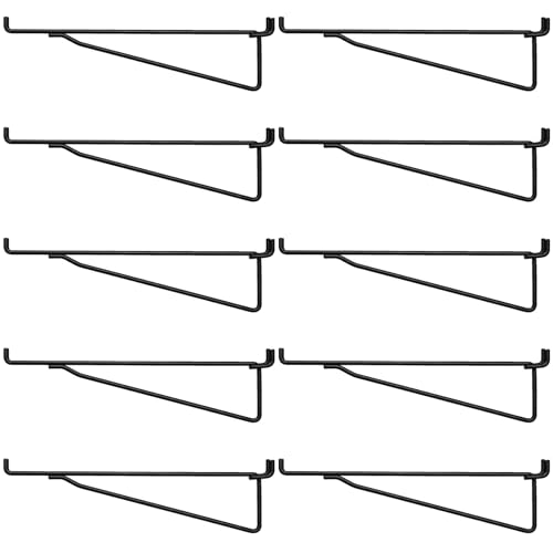 10 Pcs 14 Inch Pegboard Shelf Brackets, Sturdy Metal Peg Hook Heavy Duty Garage Organizer Hanger, Fits 1/4" Pegboard Slatwall, for Workshops Trade Show Booths(Black) - color: Black, size: 14 Inch