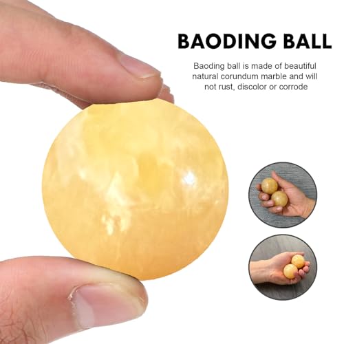 Marble Baoding Balls, Chinese Meditation Stress Relief Balls for Hand Therapy, Manual Massage Exercise, 2 Count Beige, 1.57 Inch - color: Beige, size: Medium-1.57"
