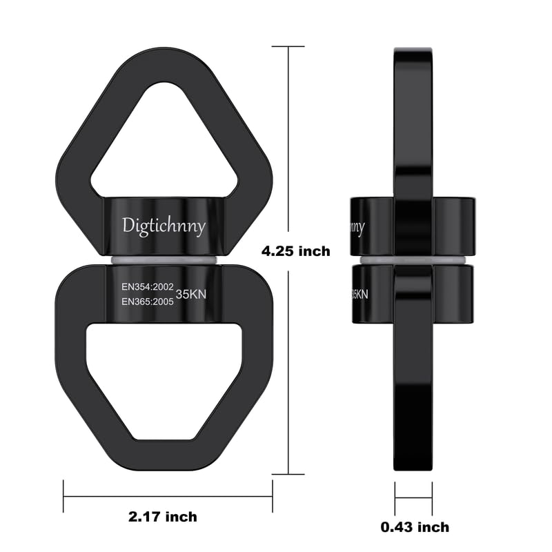 35KN Swing Swivel with Swivel Carabiner, Black, 2 Pack | For hanging chairs, aerial yoga, hammocks, tire swings, kids' swings, gym rings, web tree swings, smooth rotation - color: Black, size: 2 pack with carabiners