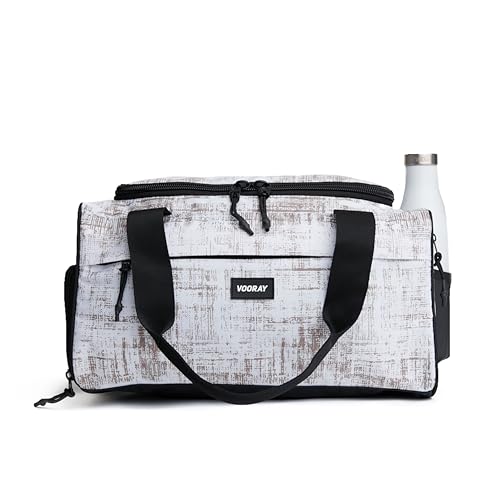Vooray Boost Small Gym Bag for Women and Men, 23L, Pebble | Compact Duffle Bag for Sports, Travel, Shoe Compartment, Water Bottle Pocket, Wet/Dry Pocket, Key Clip, Adjustable Strap - color: Pebble