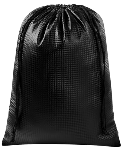 PALTERWEAR Tech-Weave PU-Coated Drawstring Bags (Set of 5) Water-Resistant, Directional-Stretch Travel Organizers for Toiletries, Tech Gear, Hobby - Durable, Wipe-Clean (Black 3D, 8 x 11 In) - size: 8 x 11 Inch