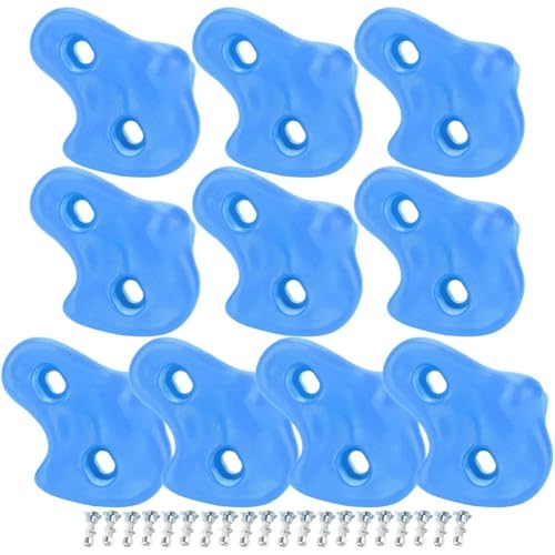 Climbing Hand Foot Holds Grip Kits 10pcs Climbing Holds Stones Plastic Large Climbing Rocks Outdoor Playground Set for Kids - color: Blue