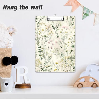 Rimilak Wood Clipboard, 8.5x11 Hardboard Clip Board, Flowers | Fun Design, Cute Custom Pattern, 9 x 12.5 in Letter Size for Classroom, Teachers, Kid, Woman, School & Office Supply - color: Flowers