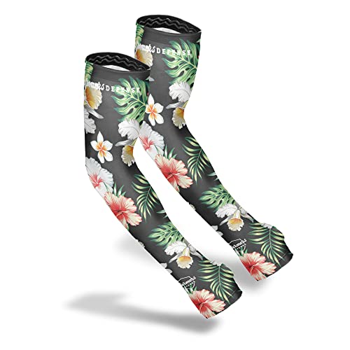 FARMER'S DEFENSE Gardening Arm Sleeves|UV Cooling Protective Sleeve Women & Men|Anti-Scratch Cover Sun UPF Outdoor Protection - Tropical Flower - XS - color: Tropical Flower, size: X-Small