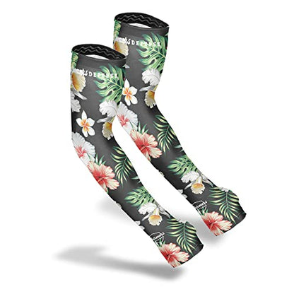 FARMER'S DEFENSE Gardening Arm Sleeves|UV Cooling Protective Sleeve Women & Men|Anti-Scratch Cover Sun UPF Outdoor Protection - Tropical Flower - XS - color: Tropical Flower, size: X-Small