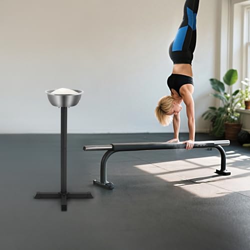 Portable Gym Chalk Stand, 21.6*21.6*42.3in Freestanding Holder with Bowl, Chalk Stand for Physical Education Teacher, Athlete, Gymnastics, Weight Lifting, Climbing Sports Supplies Accessories