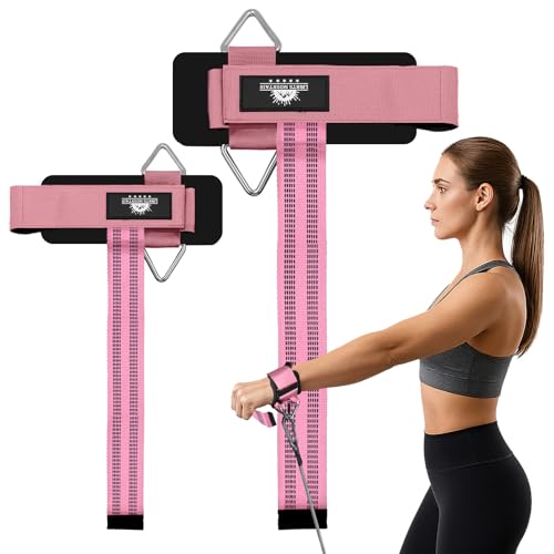 Wrist Cuffs Weight Lifting Straps – Heavy-Duty Cable Machine Attachments & Weightlifting Wrist Support for Lateral Raises, Pull Exercises & Strength Training - color: pink, size: size L