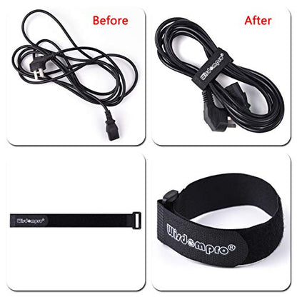 Wisdompro 20 Pack (8 12 18 24 Inch) Hook and Loop Tie Down Strap Heavy Duty | Durable Nylon, Reusable, Long, Wide, Black, Functional, Adjustable Fastening Cinch Strap Cable Cord for Home, Office, Outdoor - size: Mixed Size, 20 Pack