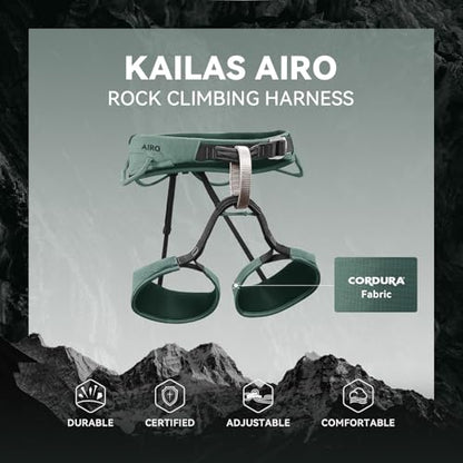 KAILAS Airo Rock Climbing Harness Men Roofing Harnesses Rescue Mountaineering Safety Belt Women Comfortable Lightweight - color: Sage Green, size: X-Large