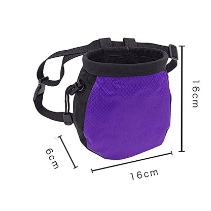 Chalk Bag,Rock Climbing Gear,Metal Powder Bags，with Zippered Pocket and Adjustable Waistband，Suitable for Fitness, Rock Climbing, Track and Field, Weightlifting, Billiards Chalk Bag (Purple)