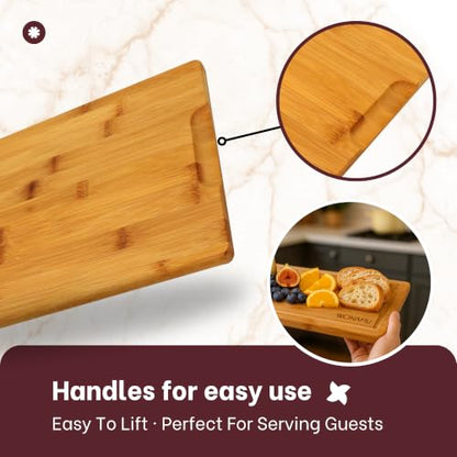WONAMU Small Bamboo Cutting Board Non Toxic – Lightweight, Durable, Perfect For Charcuterie, Serving Snacks, And Everyday Kitchen Use – Eco-Friendly Kitchen Items And Versatile Wooden Tray - color: Natural