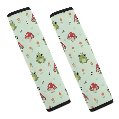 2PCS Breathable Car Seat Belt Pad for Elderly Support, Stroller Pushchair High Chair, Cute Frog Mushroom Seat Belt Cushion, Anti-Slip Pad - color: Pattern 805