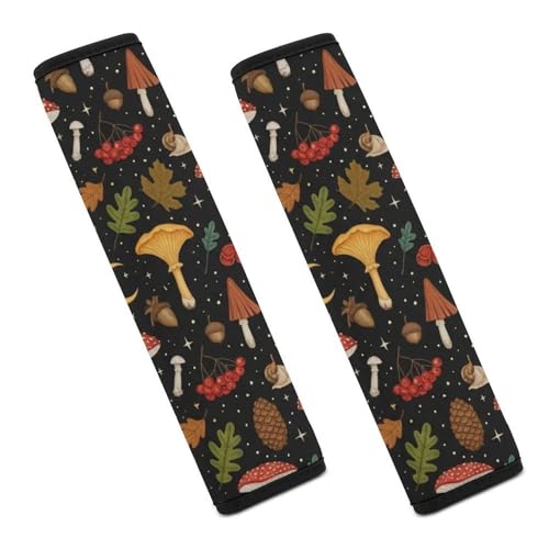 2 Pack Moon Leaf Mushroom Car Seat Straps Shoulder Pads Universal Soft and Comfortable Seat Belt Cushion for Adults and Children, Stroller Pushchair High Chair - color: Pattern 839