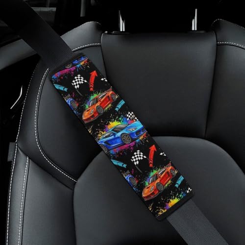 Breathable Car Seat Belt Pad for Girls and Boys, Stroller Pushchair High Chair, 2PCS Racing Car Shoulder Harness Cover Easy Install (No Tool) - color: Pattern 692