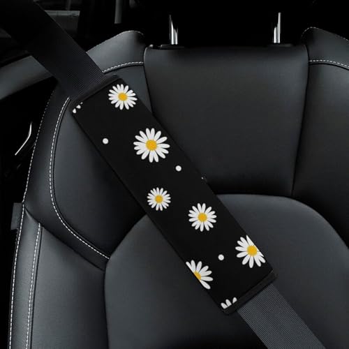 2 Pack Breathable Car Seat Belt Pad for Child, Stroller Pushchair High Chair, Floral Daisies Daisy Neck Strap Covers, Neck and Shoulder Support - color: Pattern 228