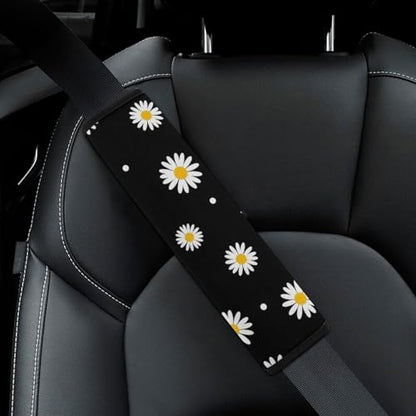 2 Pack Breathable Car Seat Belt Pad for Child, Stroller Pushchair High Chair, Floral Daisies Daisy Neck Strap Covers, Neck and Shoulder Support - color: Pattern 228