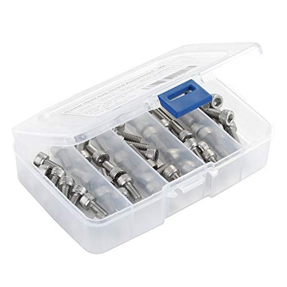 50 PCS Socket Head Cap Screw Assortment Set, M6 x 8mm, 10mm, 12mm, 16mm, and 20mm, Stainless Steel 304, Bright Finish - size: Assortment 8mm to 20mm