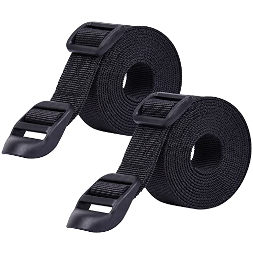Wisdompro Sleeping Bag Strap, 2 Pack Utility Straps - 48 inch, Black | Heavy Duty Polyester Lashing Straps with Plastic Buckle for Backpacking, Sleeping Bag Compression, Luggage, Camping, Hiking - size: 48 inches
