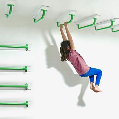 17'' Green Playground Handles Indoor Kids Monkey Bars Ladders 6 Pack | Heavy Duty Solid Steel, Bright Color Smooth Glossy Powder Coated, Comfy Secure Handle Bar for Playset SwingSet Climbing Frame - color: Green
