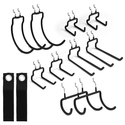ELEAD 12-Piece Pegboard Hooks with Extension Straps, Heavy Duty Organizer Pegboard Accessories Fit for 1/4" Pegboard, Peg Board Tool Utility Hangers for Power Tool, Drill, Bag, Cord - style: 12-Piece
