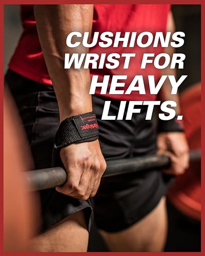 Harbinger Padded Cotton Lifting Straps with NeoTek Cushioned Wrist, 21.5 Inch Length, 1.5 Inch Width, Pair, Weightlifting Wrist Straps for Deadlifts and Strength Training - color: Pink