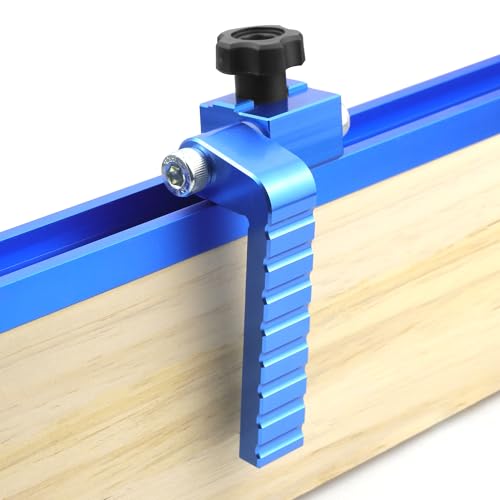 T-Track Flip Stop for 3-Inch Woodworking Fence, Precision Blue Aluminum Miter Saw Stop Block for Universal & Double-Cut T-Tracks (23/64"), Adjustable Arm for Precise Repeatable Cutting - style: 1 Pack