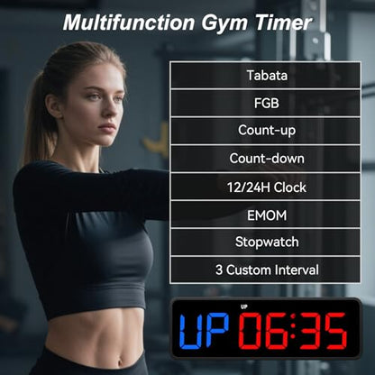 Portable Gym Timer Clock: Fitness Digital Clock with Strong Magnet | Remote Control for Fitness Enthusiasts - Powerful Battery for Home Gym Garage Boxing Crossfit - color: Black