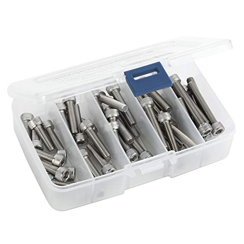 50 PCS Socket Head Cap Screw Assortment Set, M6 x 25mm, 30mm, 35mm, 40mm and 45mm, 18-8 Stainless Steel 304, Bright Finish - size: Assortment 25mm to 45mm