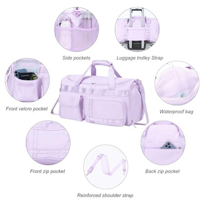 MAXTOP Gym Bag for Women Men Travel Duffle Bag Large Capacity Carry On Weekender Overnight Bag With Shoe Compartment Gym Tote Dry Wet Separation Duffel Bag for Travel - color: Purple, style: Gym Bag