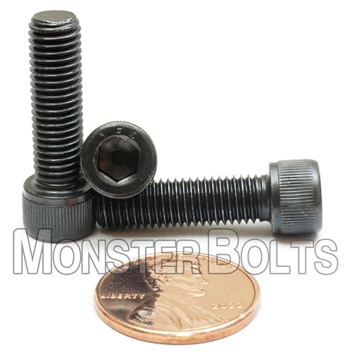 MonsterBolts - 1/4"-28 x 7/8" Socket Head Screws, ASTM A574, Alloy Steel, Black Oxide, 10 Pack - size: 0.875 In. (7/8")
