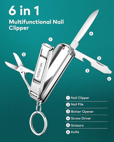 Portable Nail Clippers,Medical Grade Stainless Steel Foldable Nail Cutter with Leather Case, Ultra Slim Travel Design - size: 1 Count (Pack of 1)