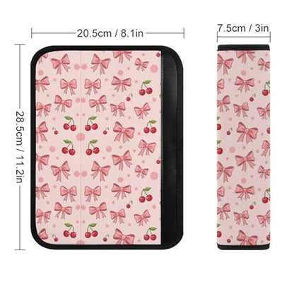 2PCS Bow Cherry Pink Car Seat Belt Pad Breathable Shoulder Protector for Girls and Boys, Most Cars, Anti-Slip Pad - color: Pattern 1081
