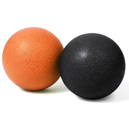 2-Pack Firm Lacrosse Massage Balls (Orange&Black) | For Deep Tissue, Trigger Point & Myofascial Release Therapy, Relieve Muscle Knots - color: Orange&black