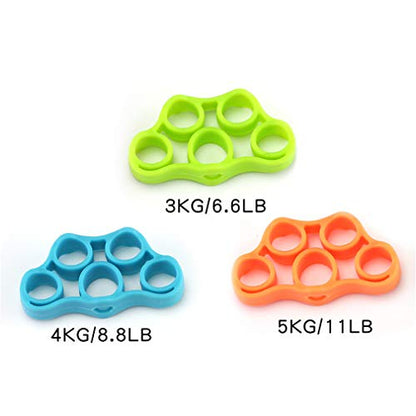 3PCS Finger Stretcher Resistance Bands Strength Trainer for Forearm Exercise Guitar Finger Strengtheners Rock Climbing 6.6 8.8 11 Pounds - color: Style 1-1