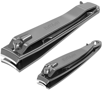 firiKer Nail Clipper Set, Sturdy Stainless Steel Fingernails & Toenails Clippers & Nail File, Sharp Effortless Fingernail Toenail Trimmer, Portable Nail Cutter for Women Men（Gray） - color: Gray