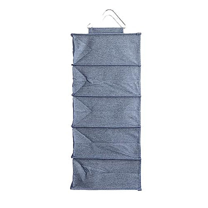 Household Essentials Hanging Cotton Blend and Plastic Closet Shoe Organizer with 10 Storage Compartments, Denim - color: Denim