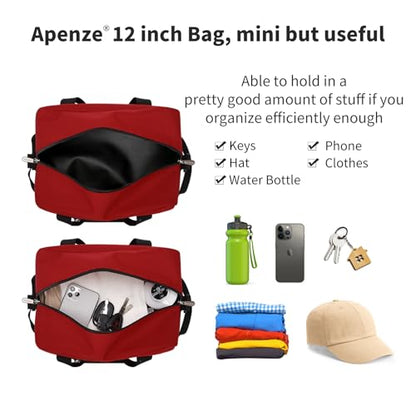 Apenze Small Gym Bag Carry On Bag - 12 in Mini Duffle Bag Lightweight for Overnight Travel（Red) - color: Red, size: 12inch