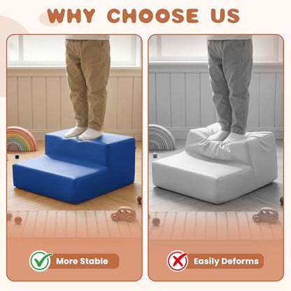 Sumbababy Climbing Foam Blocks for Toddlers: Waterproof Pu Leather Soft Climber - 4 Pcs Toddler Indoor Climbing Toys - Kids Outdoor Playground Playset Best Gift Preschool Daycare Supplies（Blue/Brown） - style: Blue/Brown