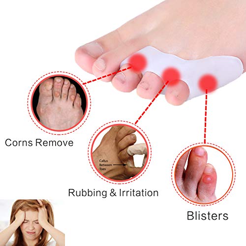 Pnrskter Pinky Toe Separator, 10Pcs Triple Gel Toe Protectors | Little Pinky Toe Spacer for Overlapping Toe, Curled Pinky Toes Separate and Protect, Relief from Friction