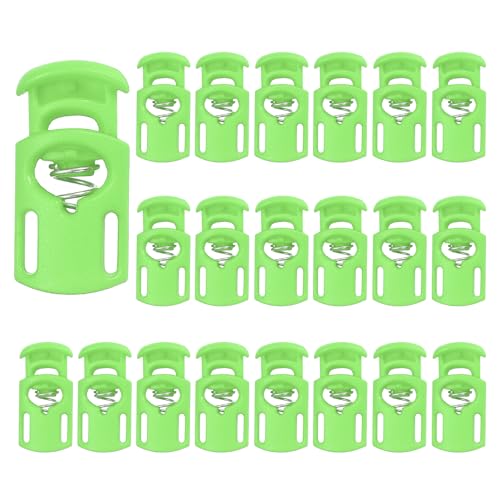 PATIKIL Nylon Spring Cord Locks, Elastic Toggle Stop Slider Clamp Adjuster Fastener for Drawstring Shoelaces Paracord - color: Green